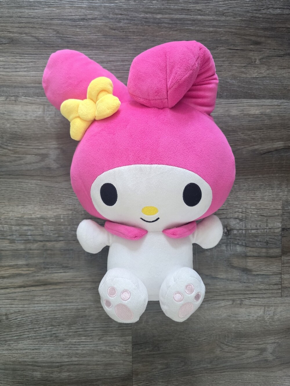 Sanrio Hello Kitty My Melody  Pink Bunny Plush Toy with Yellow Bow